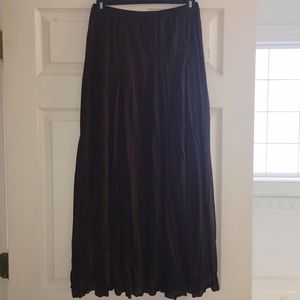 Long brown crinkle skirt